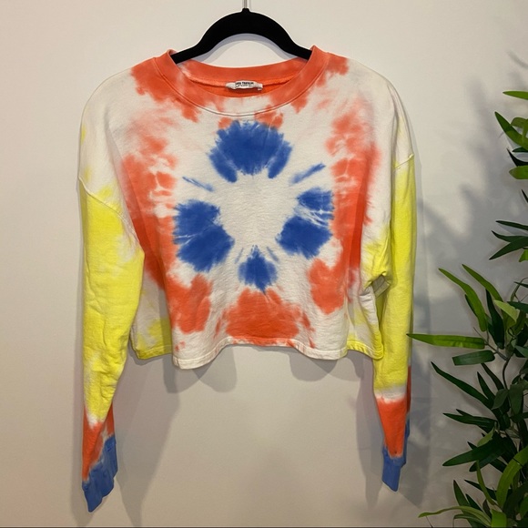 ZARA Tie Dye Cropped Long Sleeve Sweater - Picture 2 of 10